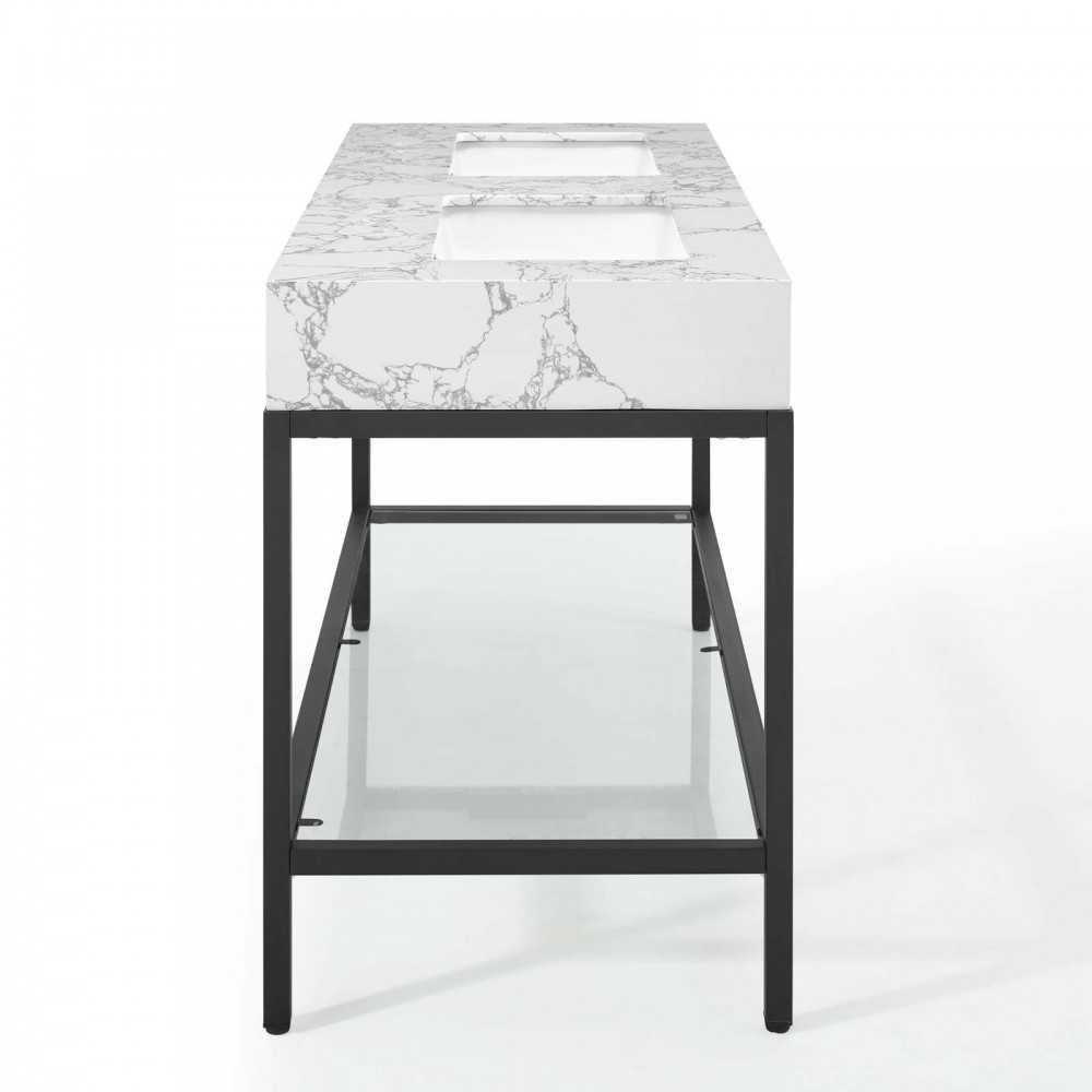 Kingsley 60" Black Stainless Steel Bathroom Vanity