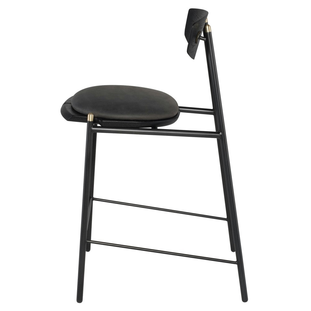Kink Storm Black Leather Counter Stool