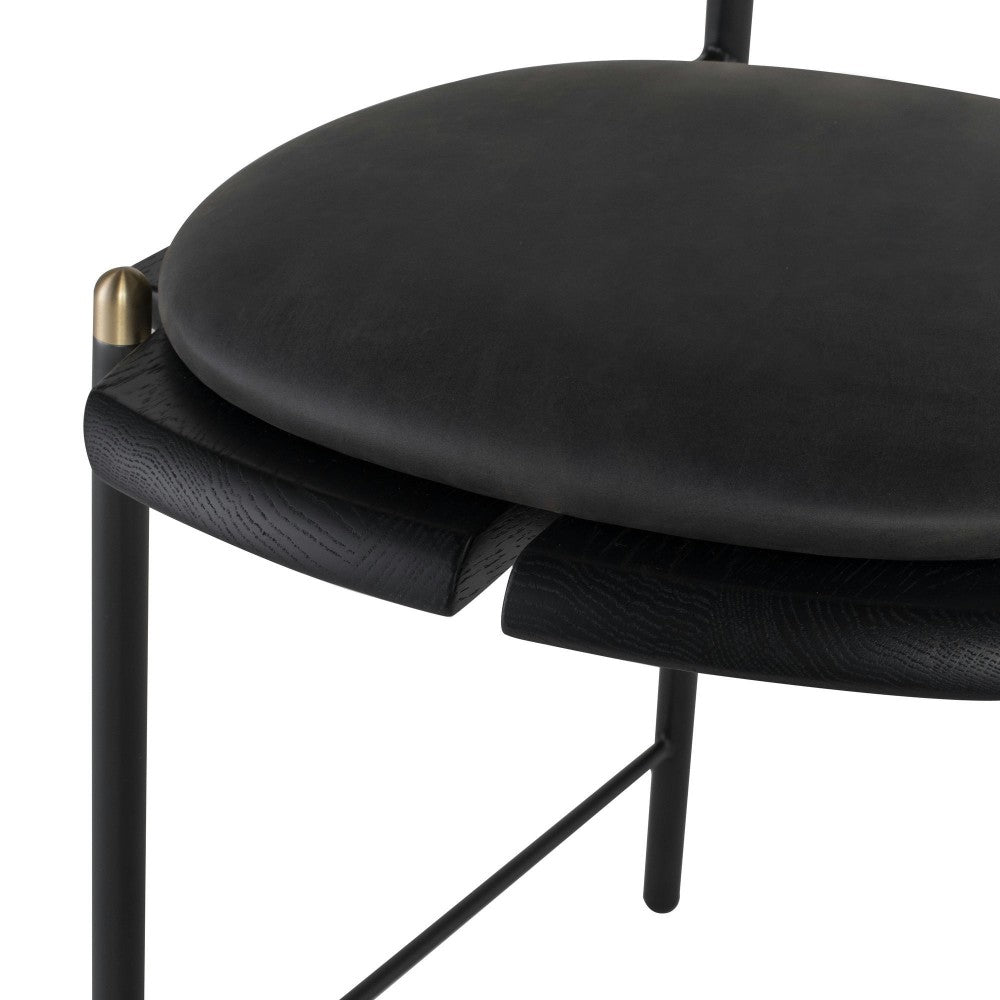 Kink Storm Black Leather Counter Stool