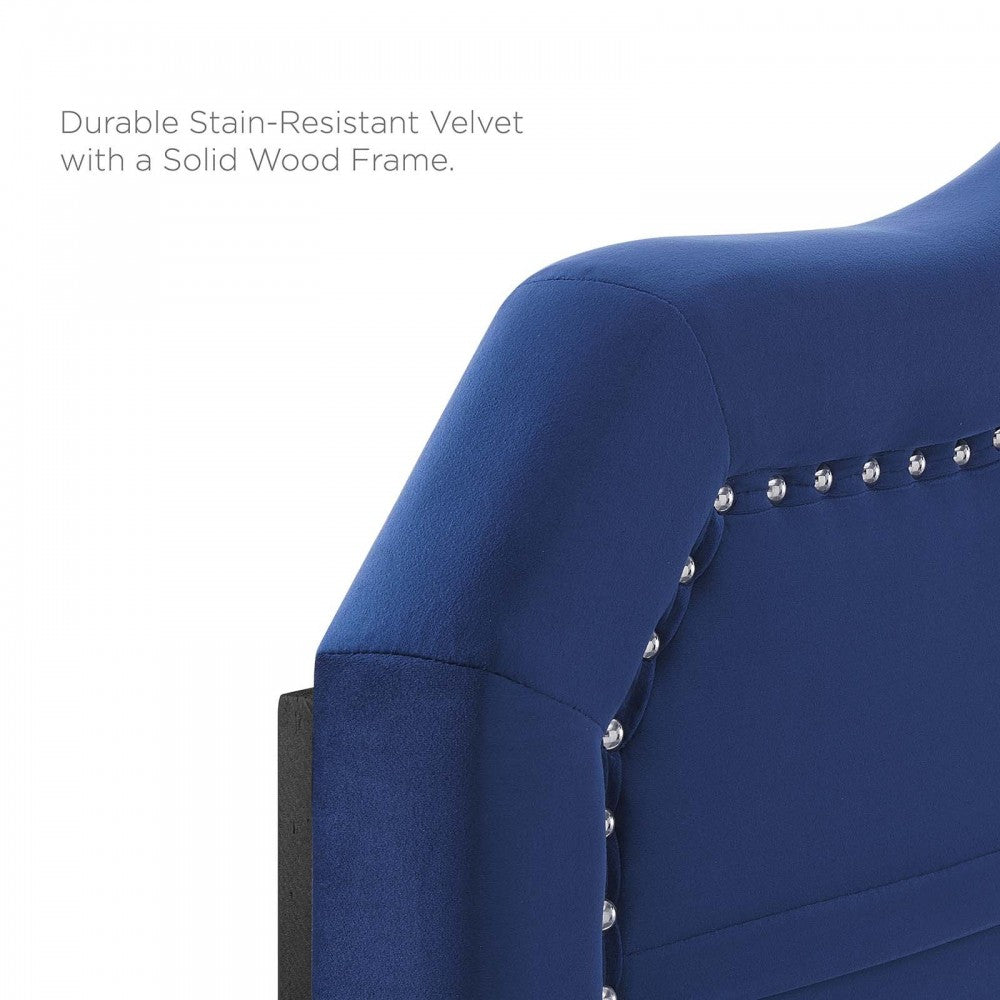Kristin Pleated Performance Velvet King/California King Headboard, Navy