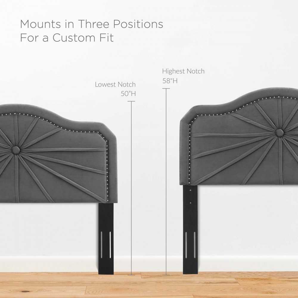 Kristin Pleated Performance Velvet King/California King Headboard, Charcoal