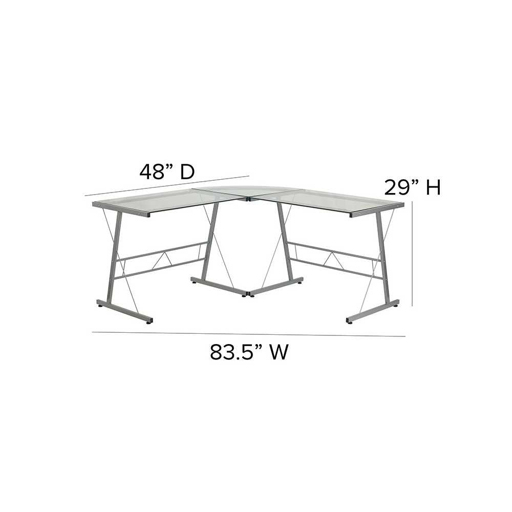 L-Shaped Desk 83.5" Computer Corner Desk, Gaming Corner Desk, Home Office Corner Desk, Gaming Desk, Easy to Assemble, Clear