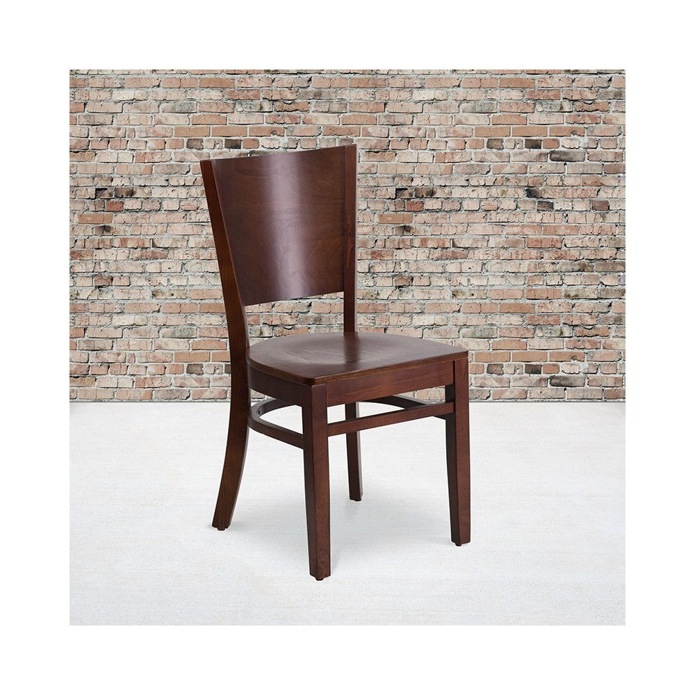 Lacey Series Solid Back Walnut Wood Restaurant Chair