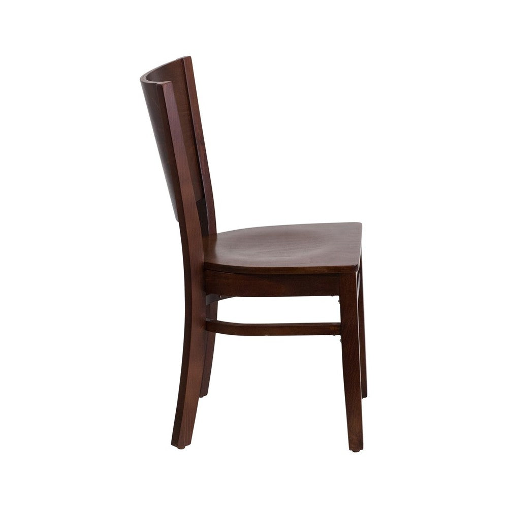 Lacey Series Solid Back Walnut Wood Restaurant Chair
