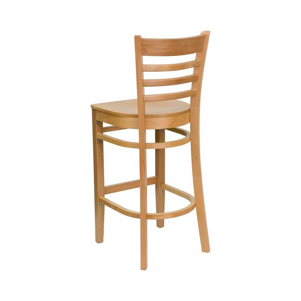Ladder Back Natural Wood Restaurant Barstool