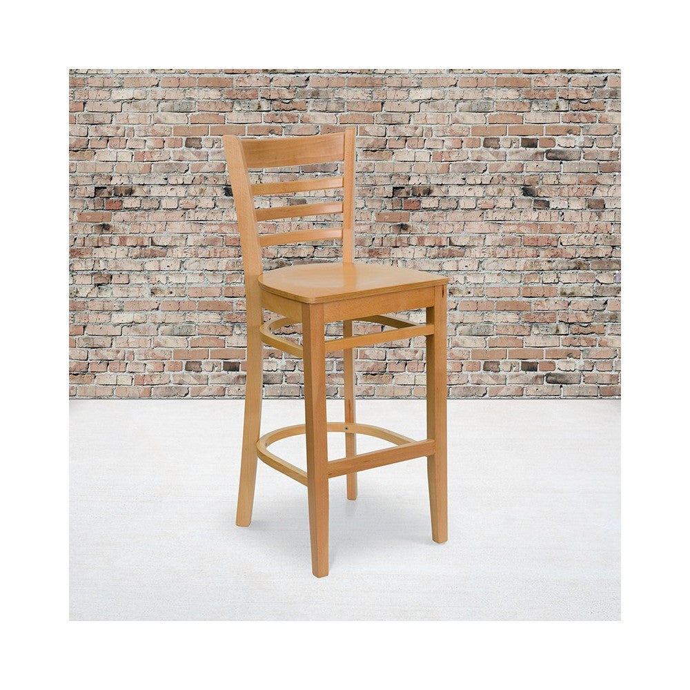 Ladder Back Natural Wood Restaurant Barstool