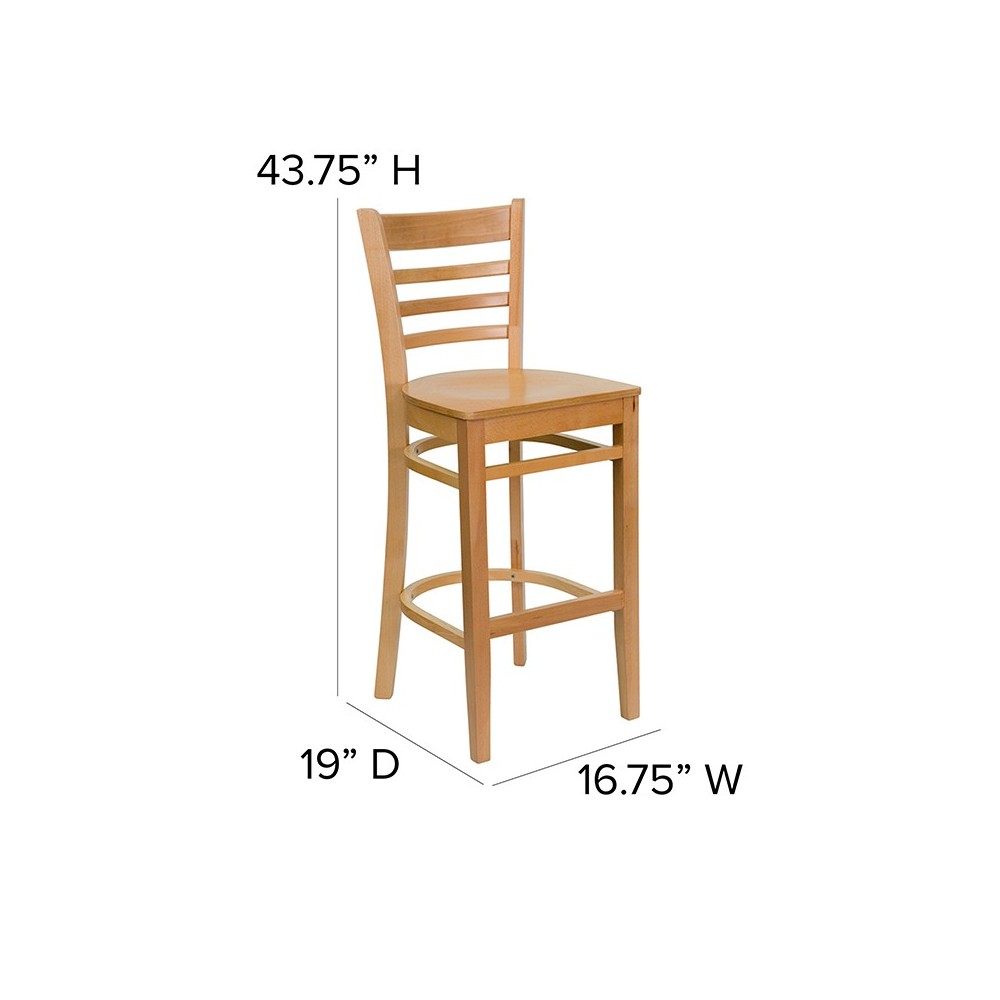 Ladder Back Natural Wood Restaurant Barstool