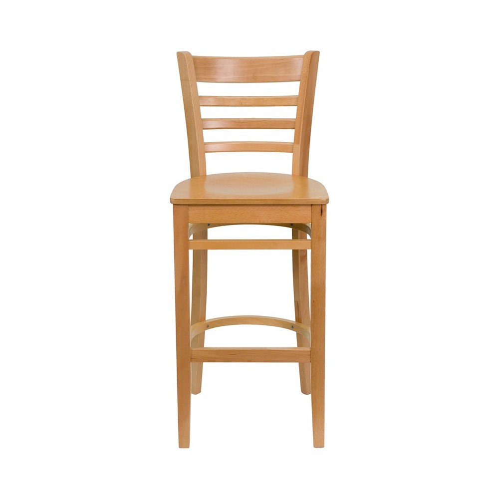 Ladder Back Natural Wood Restaurant Barstool