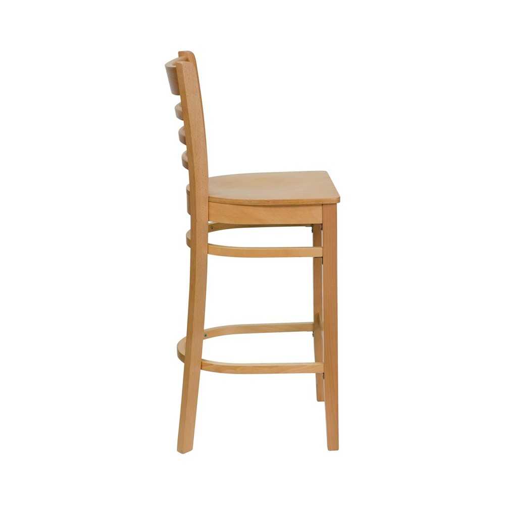 Ladder Back Natural Wood Restaurant Barstool