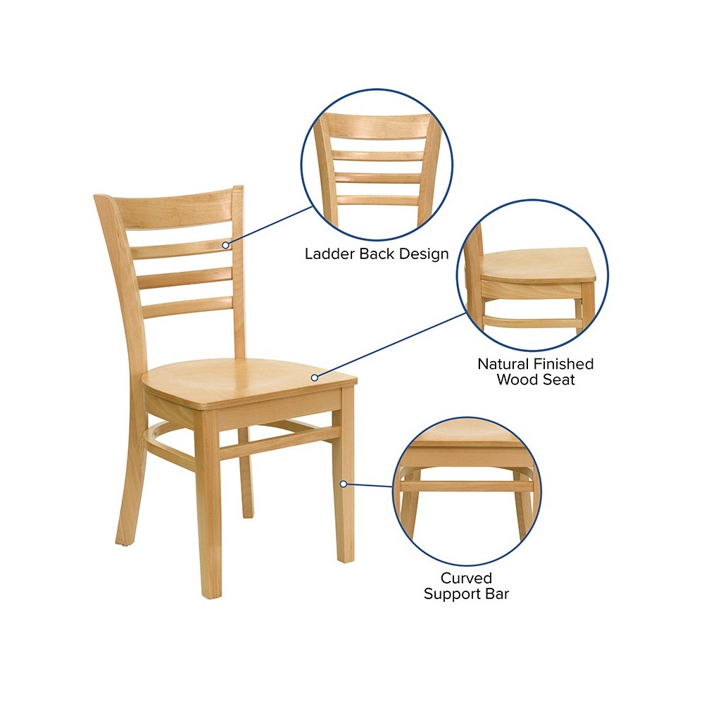 Ladder Back Natural Wood Restaurant Chair