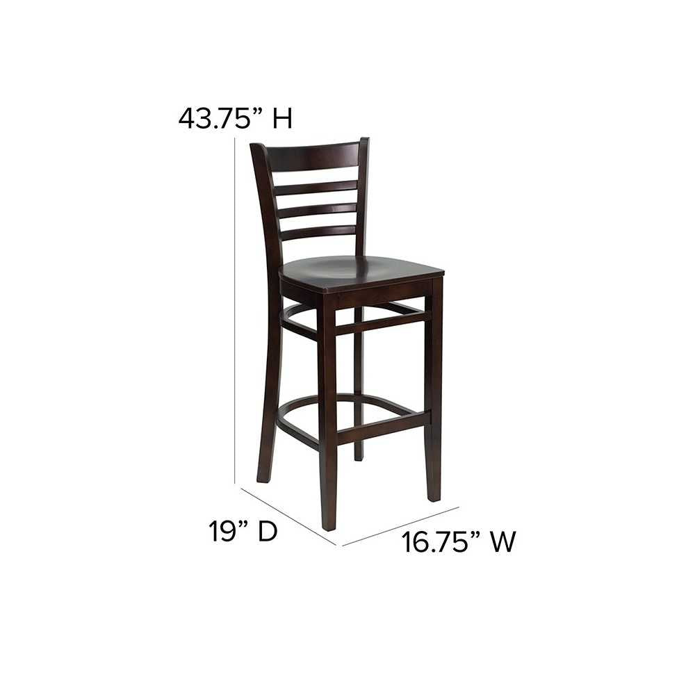 Ladder Back Walnut Wood Restaurant Barstool