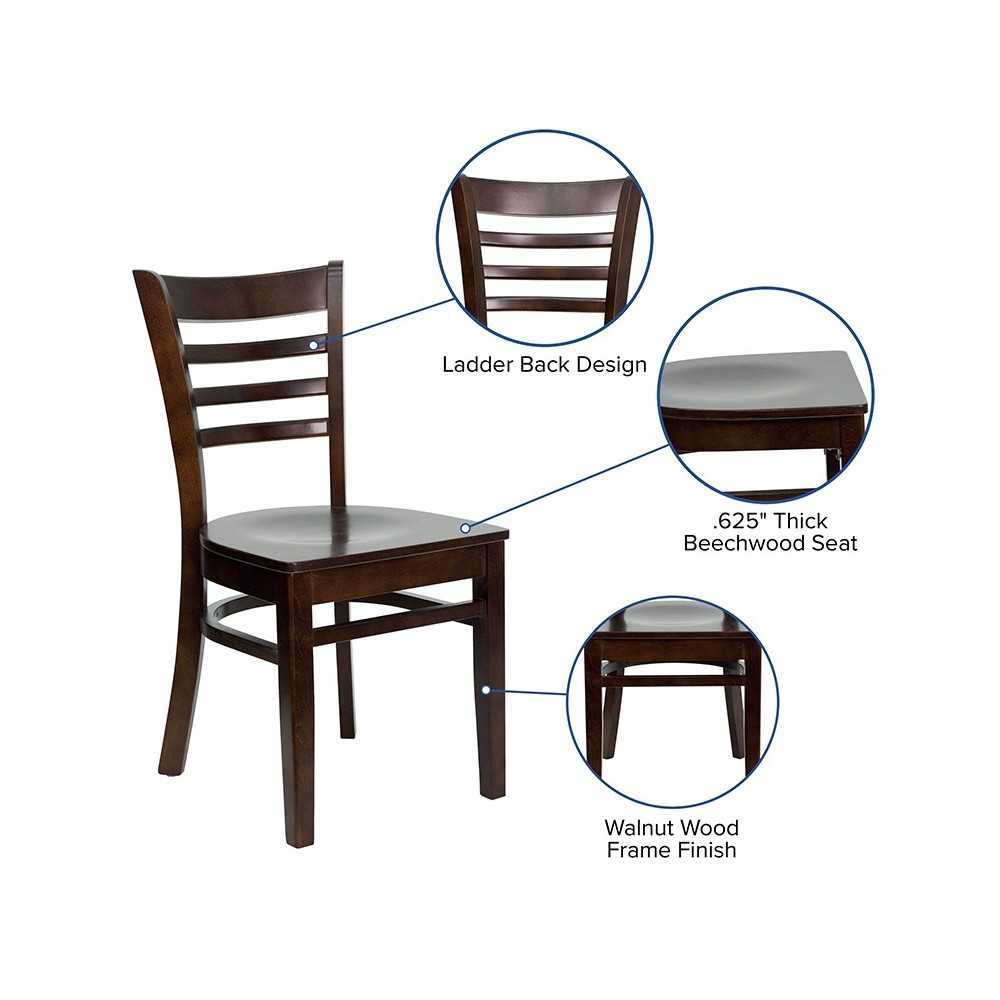 Ladder Back Walnut Wood Restaurant Chair