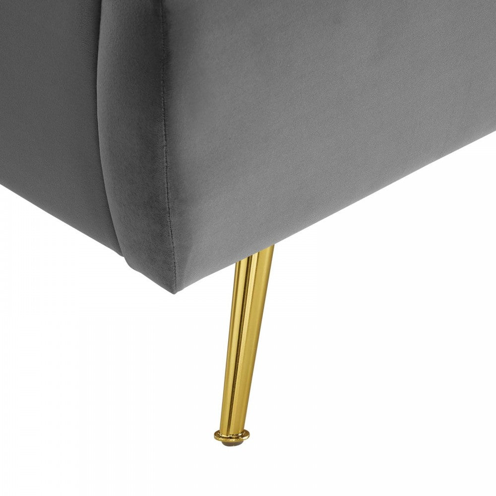 Lana Queen Performance Velvet Wingback Platform Bed, Gray