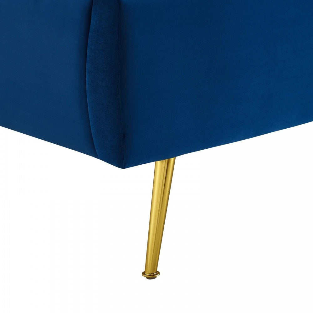 Lana Queen Performance Velvet Wingback Platform Bed, Navy