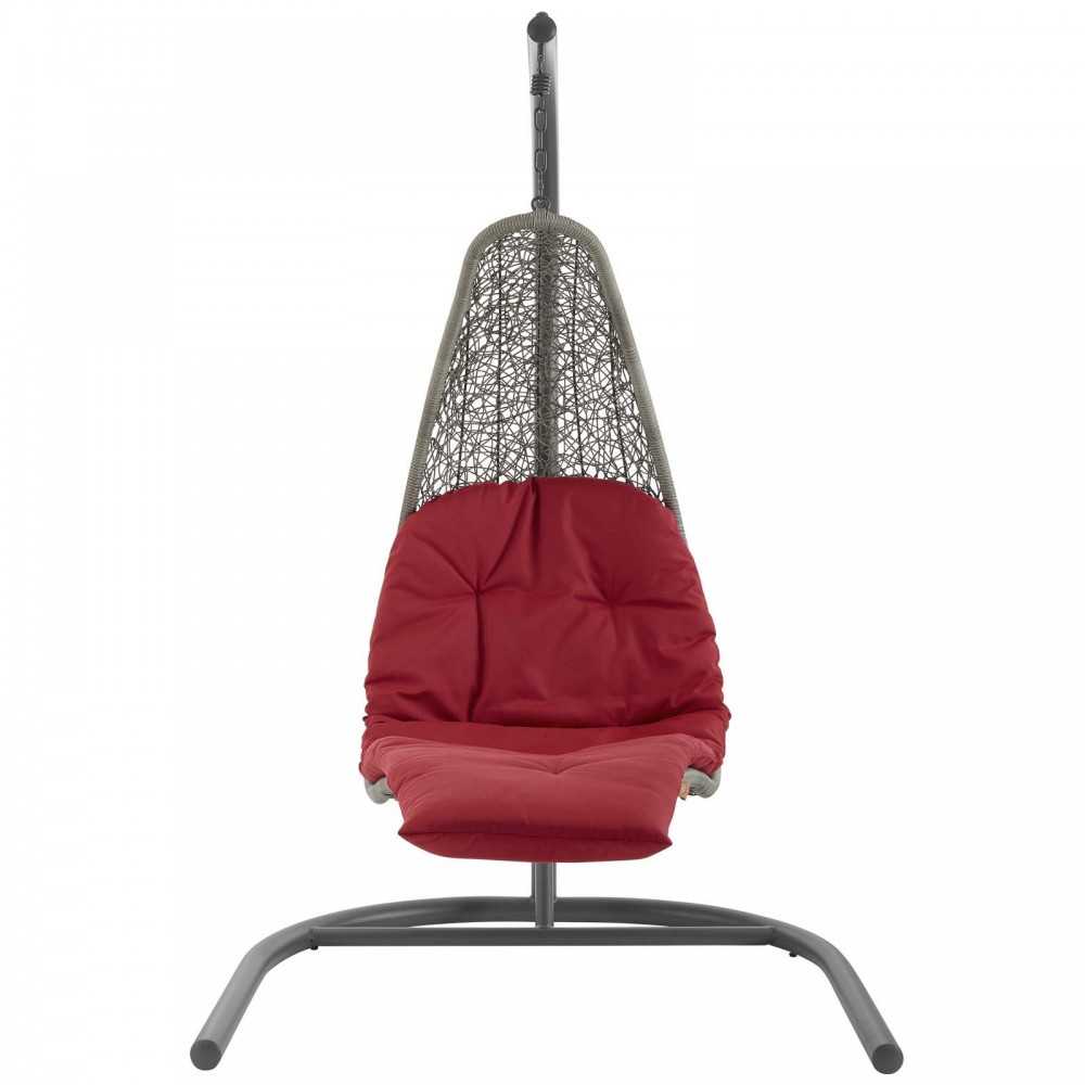 Landscape Hanging Chaise Lounge Outdoor Patio Swing Chair, White, EEI-2952-LGR-RED
