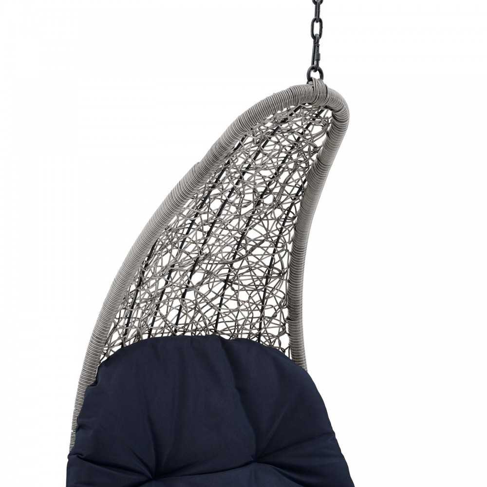 Landscape Outdoor Patio Hanging Chaise Lounge Outdoor Patio Swing Chair, Light Gray Navy