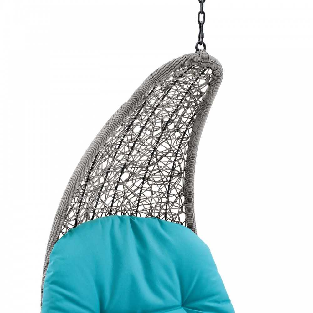 Landscape Outdoor Patio Hanging Chaise Lounge Outdoor Patio Swing Chair, Light Gray Turquoise