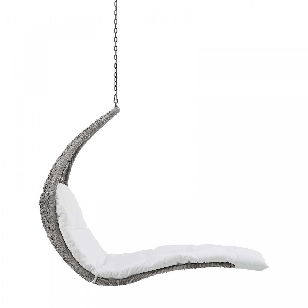 Landscape Outdoor Patio Hanging Chaise Lounge Outdoor Patio Swing Chair, Light Gray White