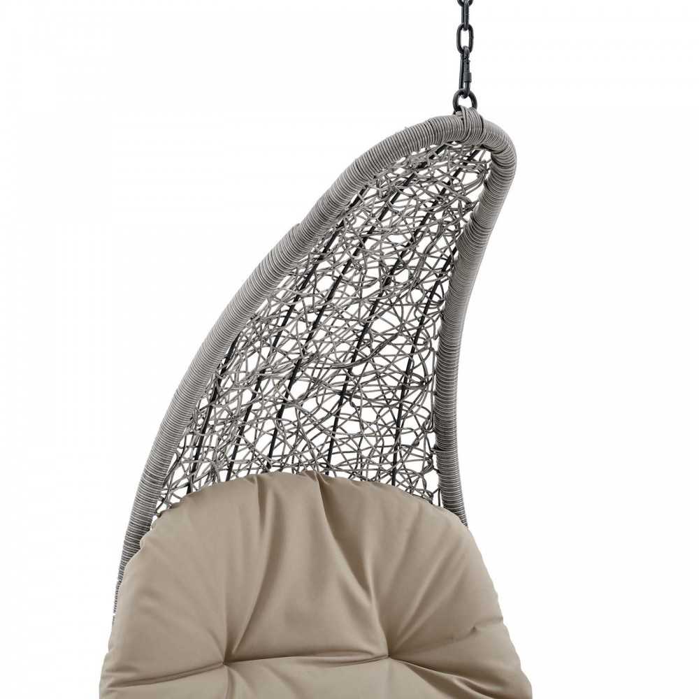 Landscape Outdoor Patio Hanging Chaise Lounge Outdoor Patio Swing Chair, Light Gray Beige