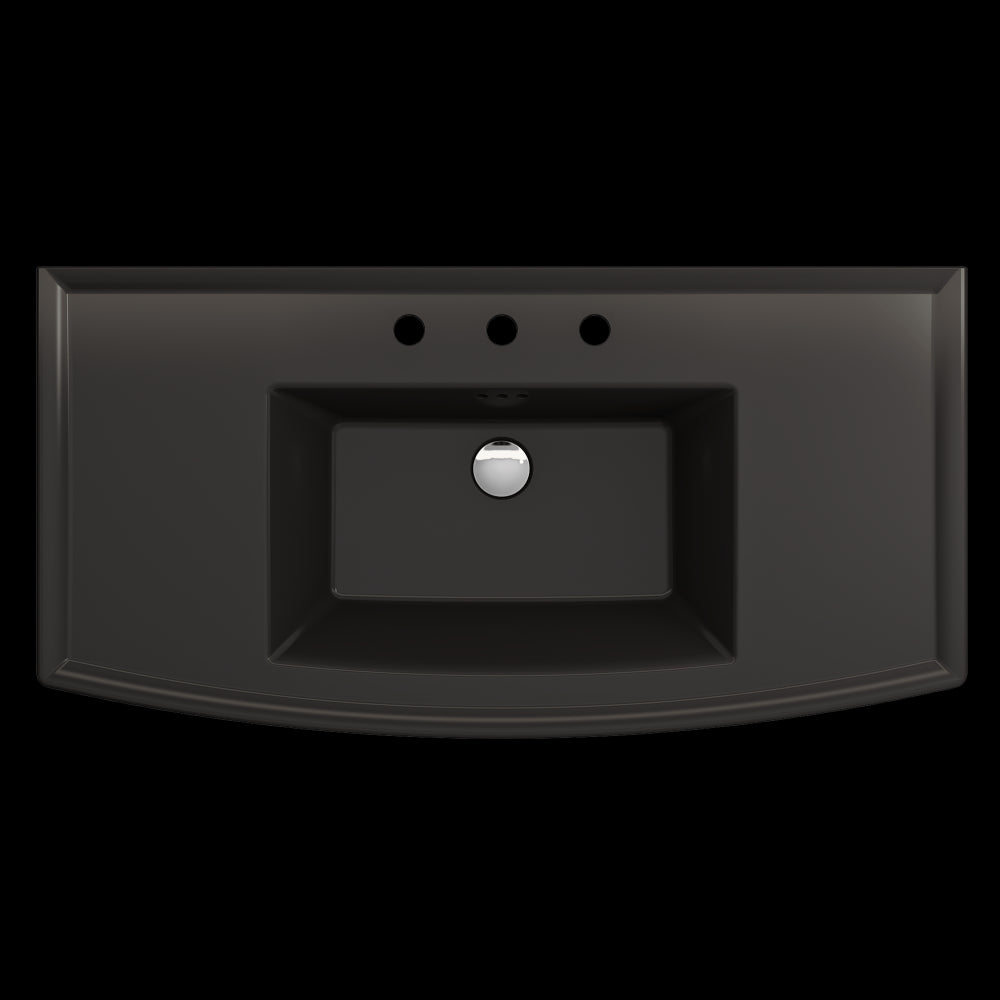 Lavita Wall-Mounted Console Sink Fireclay 40 in. 3-Hole in Matte Black