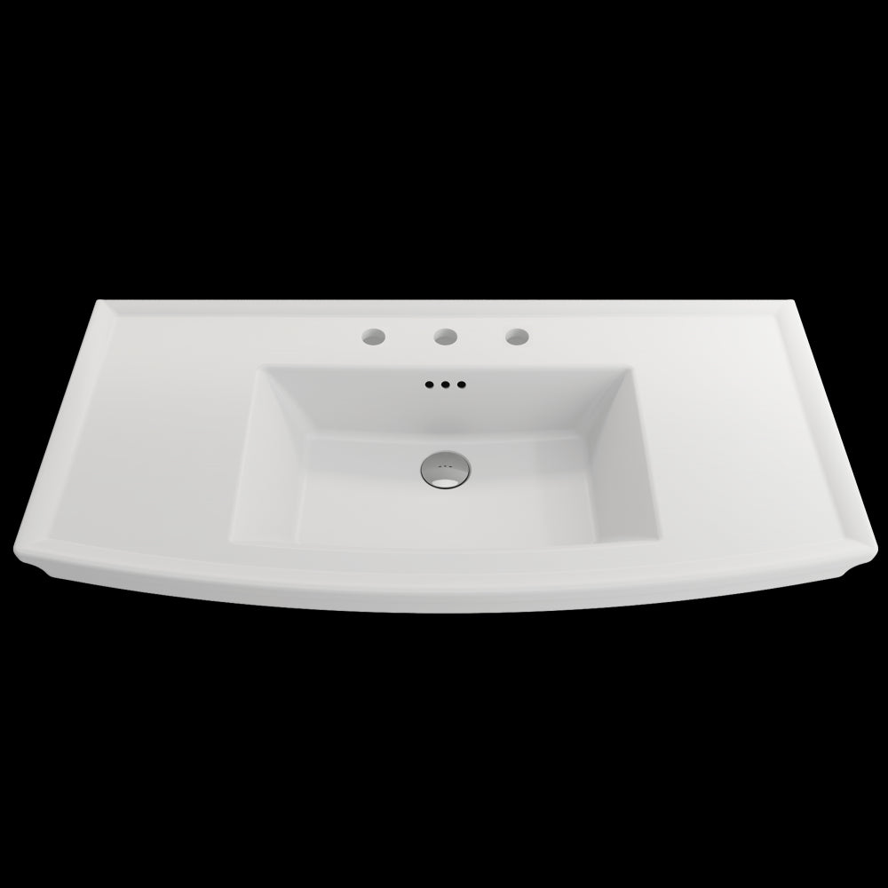 Lavita Wall-Mounted Console Sink Fireclay 40 in. 3-Hole in Matte White