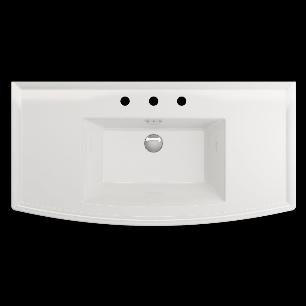 Lavita Wall-Mounted Console Sink Fireclay 40 in. 3-Hole with Overflow in White