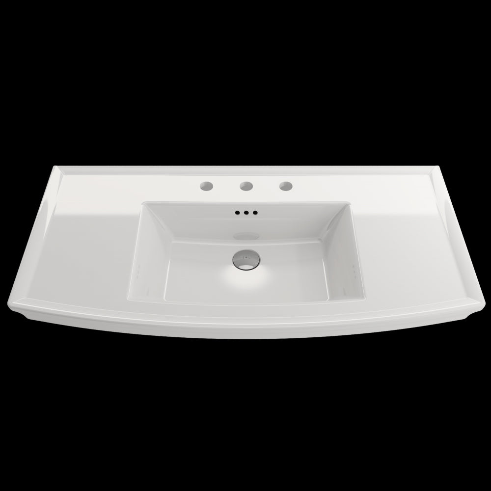 Lavita Wall-Mounted Console Sink Fireclay 40 in. 3-Hole with Overflow in White