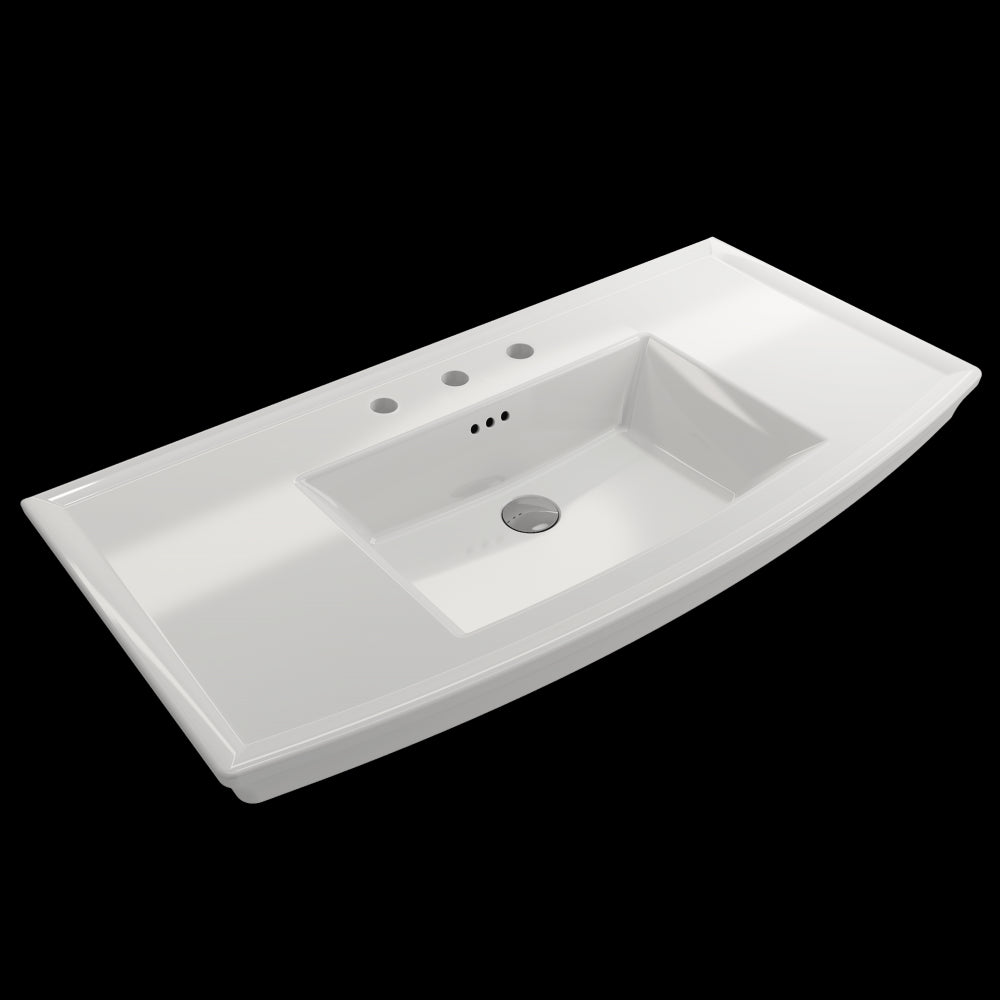 Lavita Wall-Mounted Console Sink Fireclay 40 in. 3-Hole with Overflow in White
