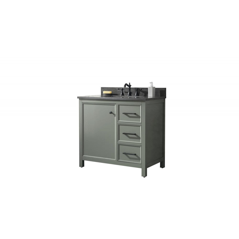 Legion Furniture 36" Green Finish Sink Vanity Cabinet With Blue Lime Stone Top