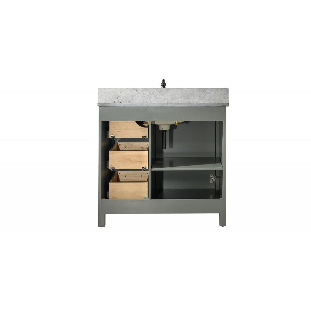 Legion Furniture 36" Green Finish Sink Vanity Cabinet With Blue Lime Stone Top