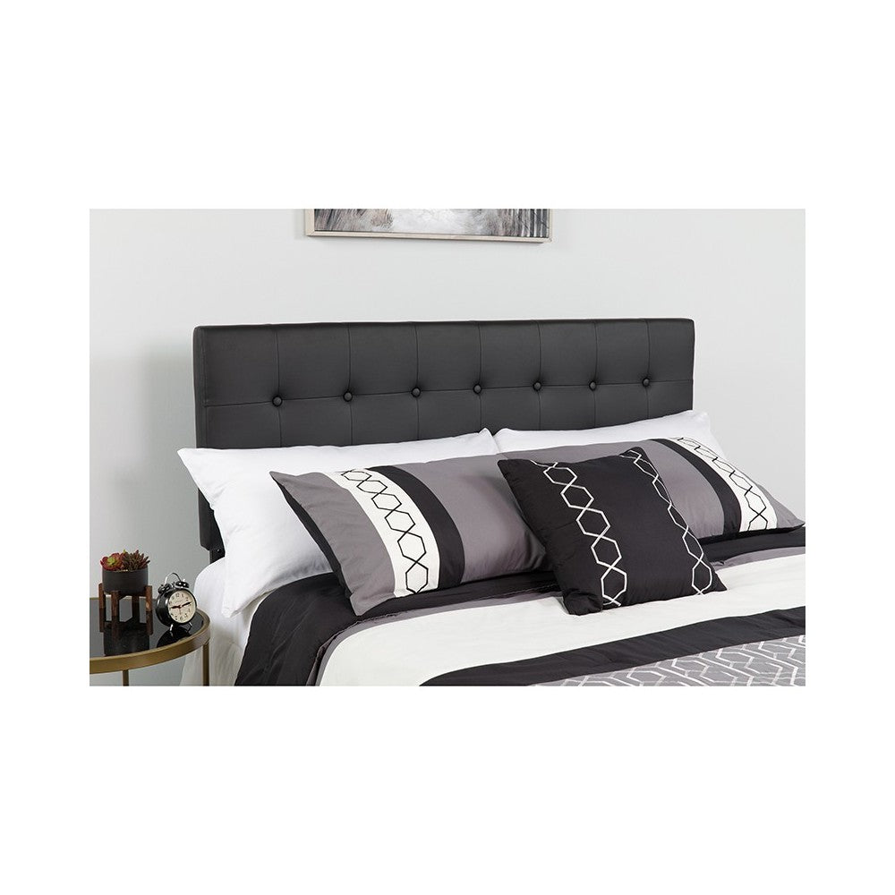 Lennox Tufted Upholstered Full Size Headboard in Black Vinyl