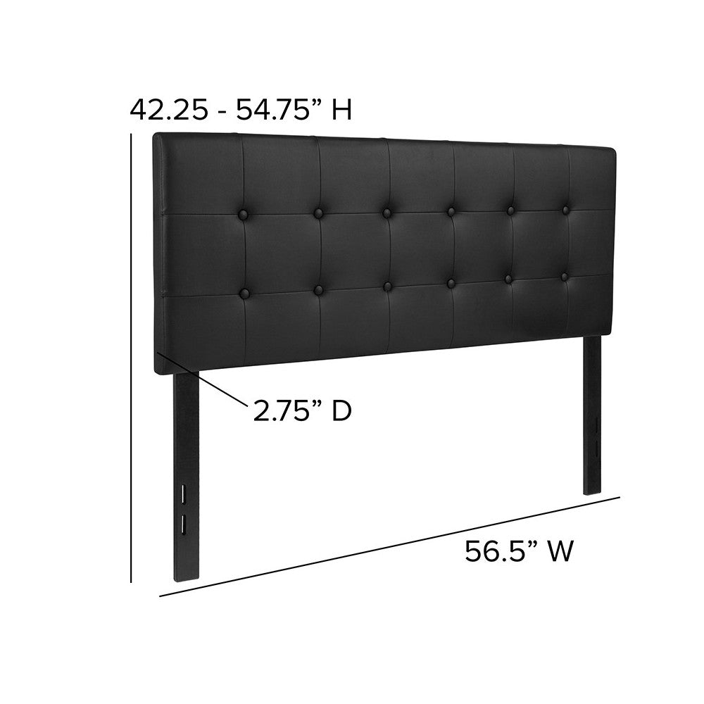 Lennox Tufted Upholstered Full Size Headboard in Black Vinyl
