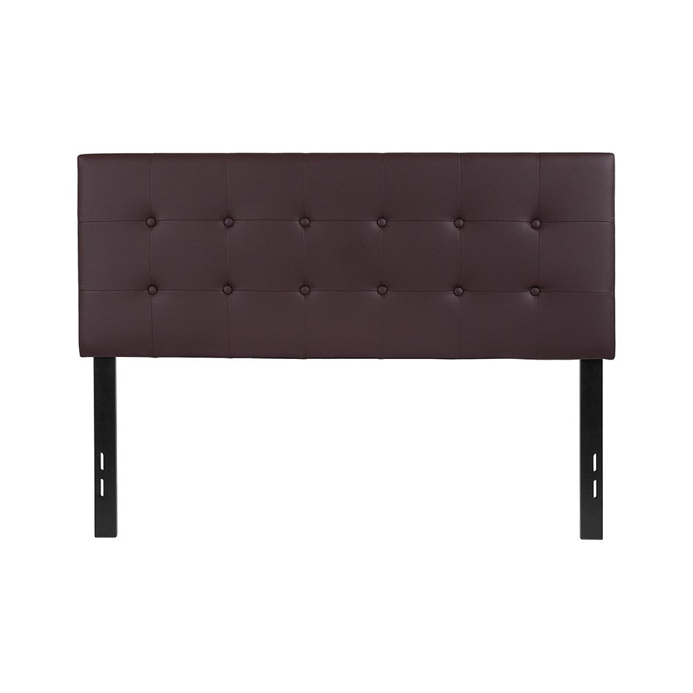 Lennox Tufted Upholstered Full Size Headboard in Brown Vinyl
