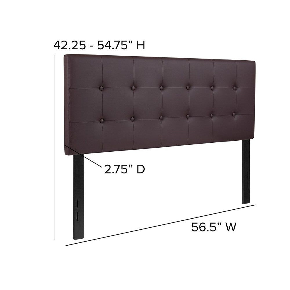 Lennox Tufted Upholstered Full Size Headboard in Brown Vinyl
