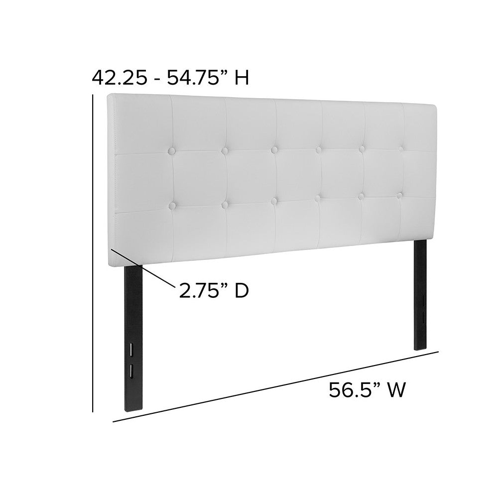 Lennox Tufted Upholstered Full Size Headboard in White Vinyl