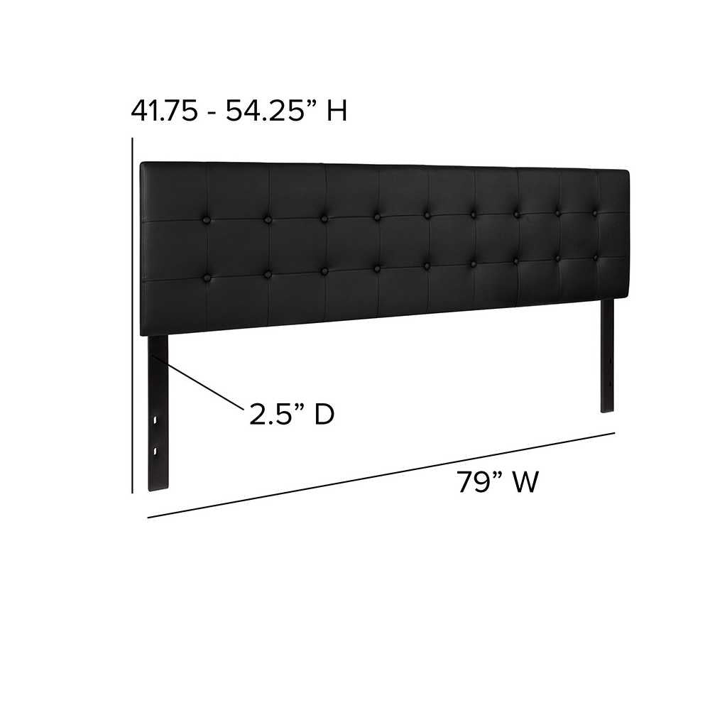 Lennox Tufted Upholstered King Size Headboard in Black Vinyl