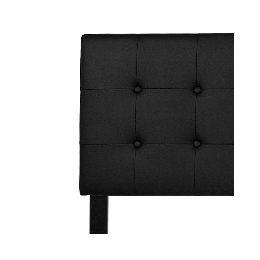 Lennox Tufted Upholstered King Size Headboard in Black Vinyl
