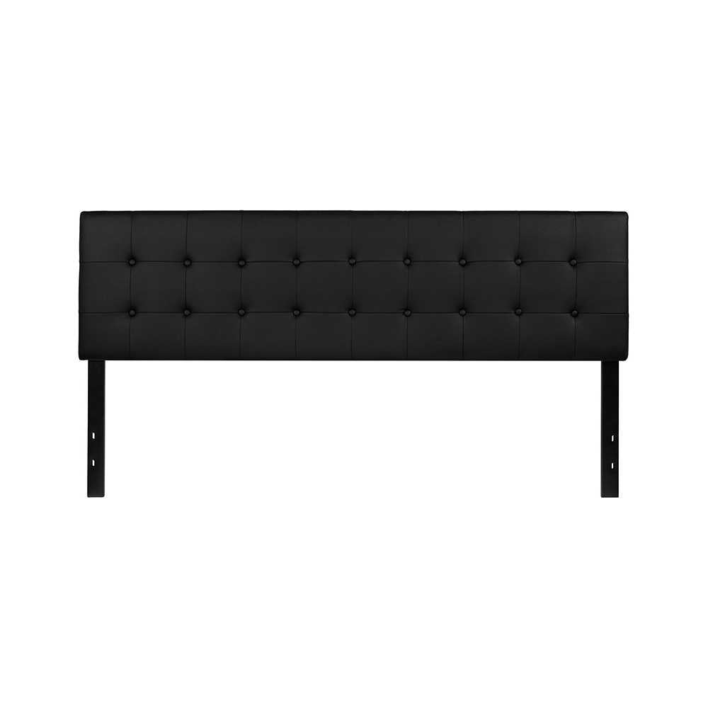 Lennox Tufted Upholstered King Size Headboard in Black Vinyl