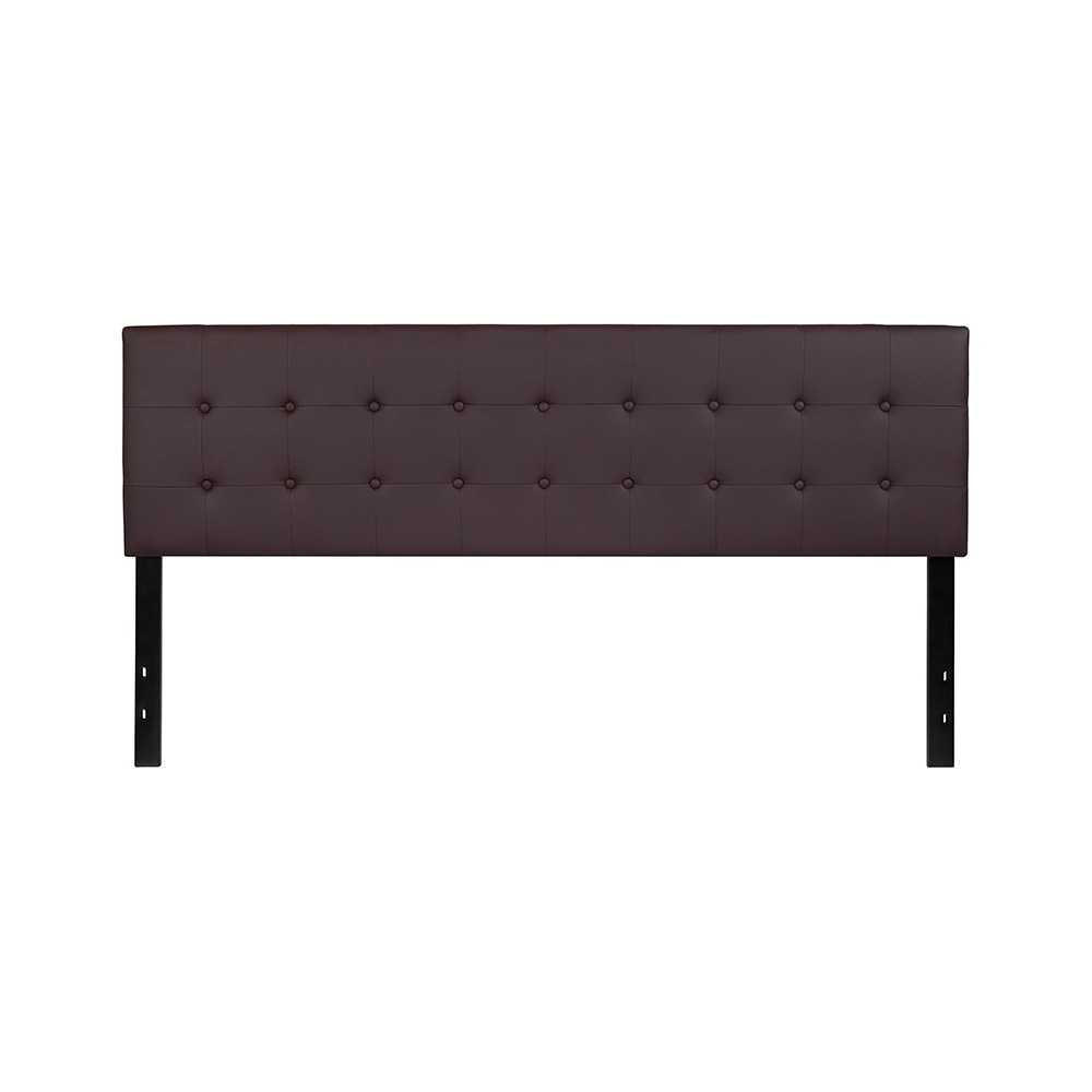 Lennox Tufted Upholstered King Size Headboard in Brown Vinyl