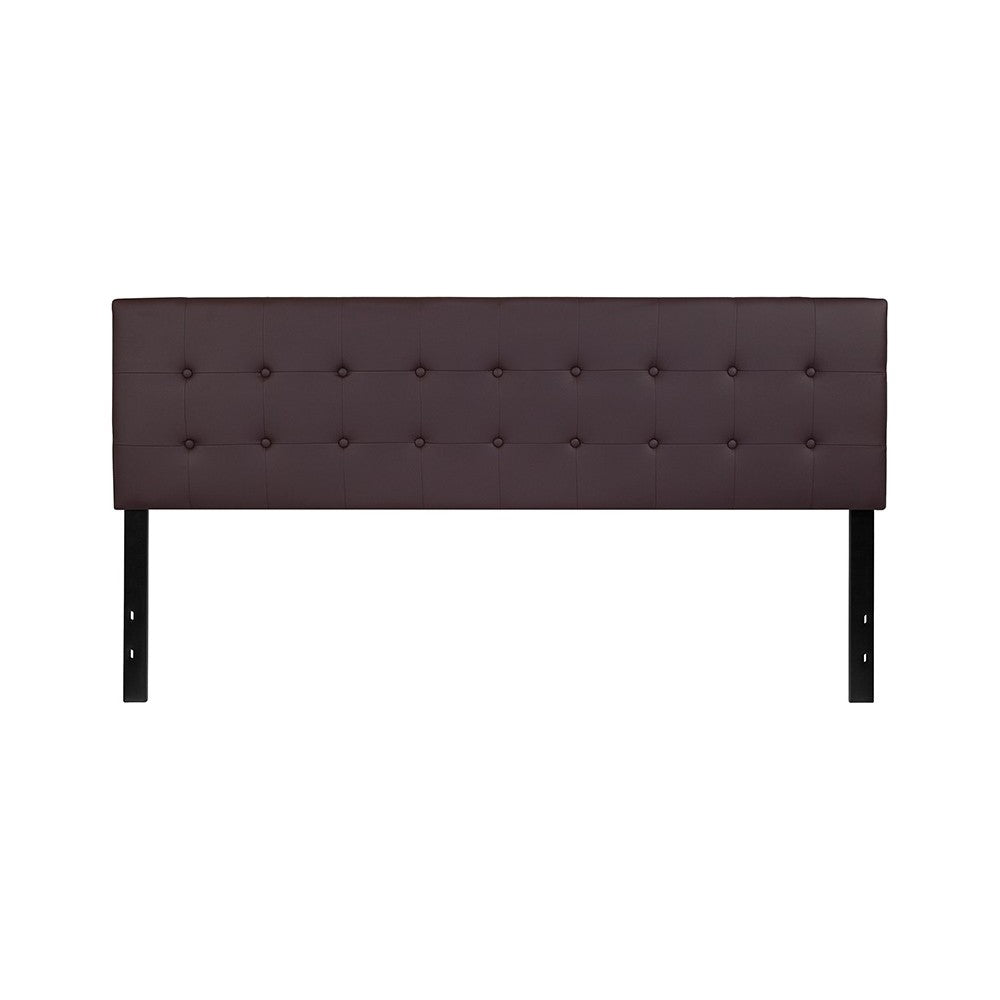 Lennox Tufted Upholstered King Size Headboard in Brown Vinyl
