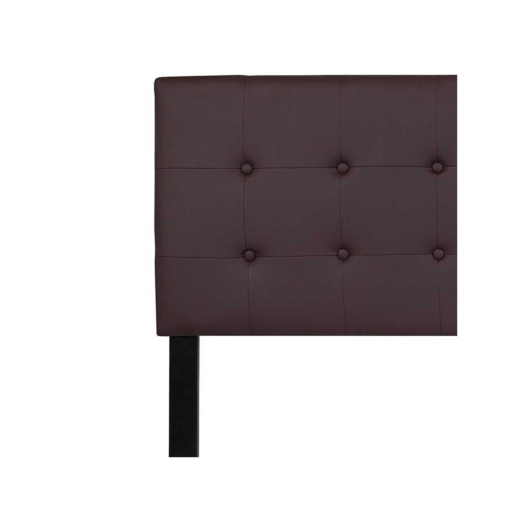 Lennox Tufted Upholstered King Size Headboard in Brown Vinyl