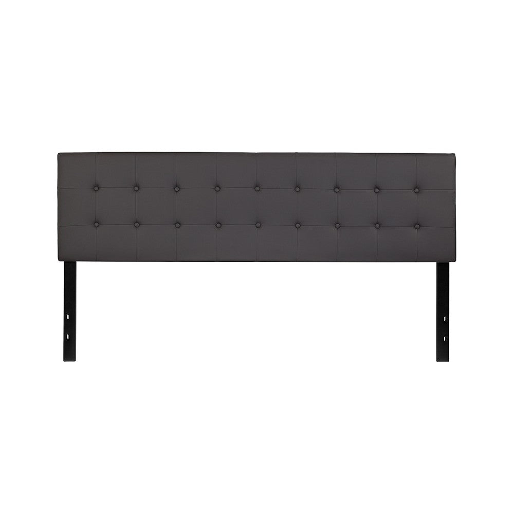 Lennox Tufted Upholstered King Size Headboard in Gray Vinyl