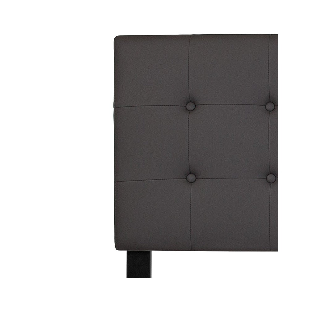 Lennox Tufted Upholstered King Size Headboard in Gray Vinyl