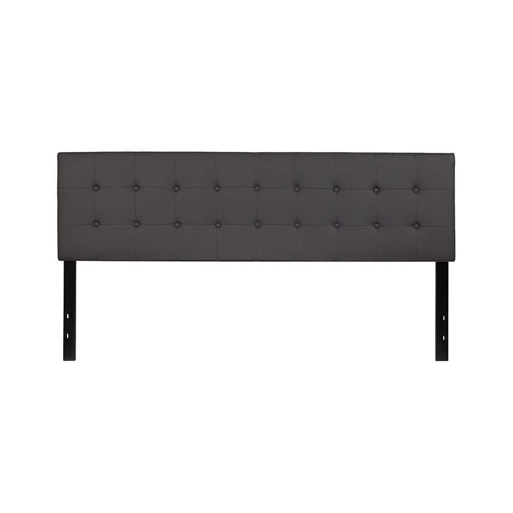 Lennox Tufted Upholstered King Size Headboard in Gray Vinyl