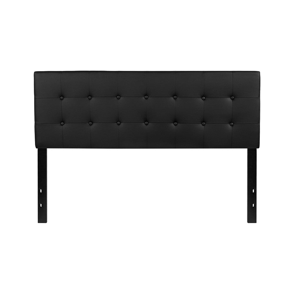 Lennox Tufted Upholstered Queen Size Headboard in Black Vinyl