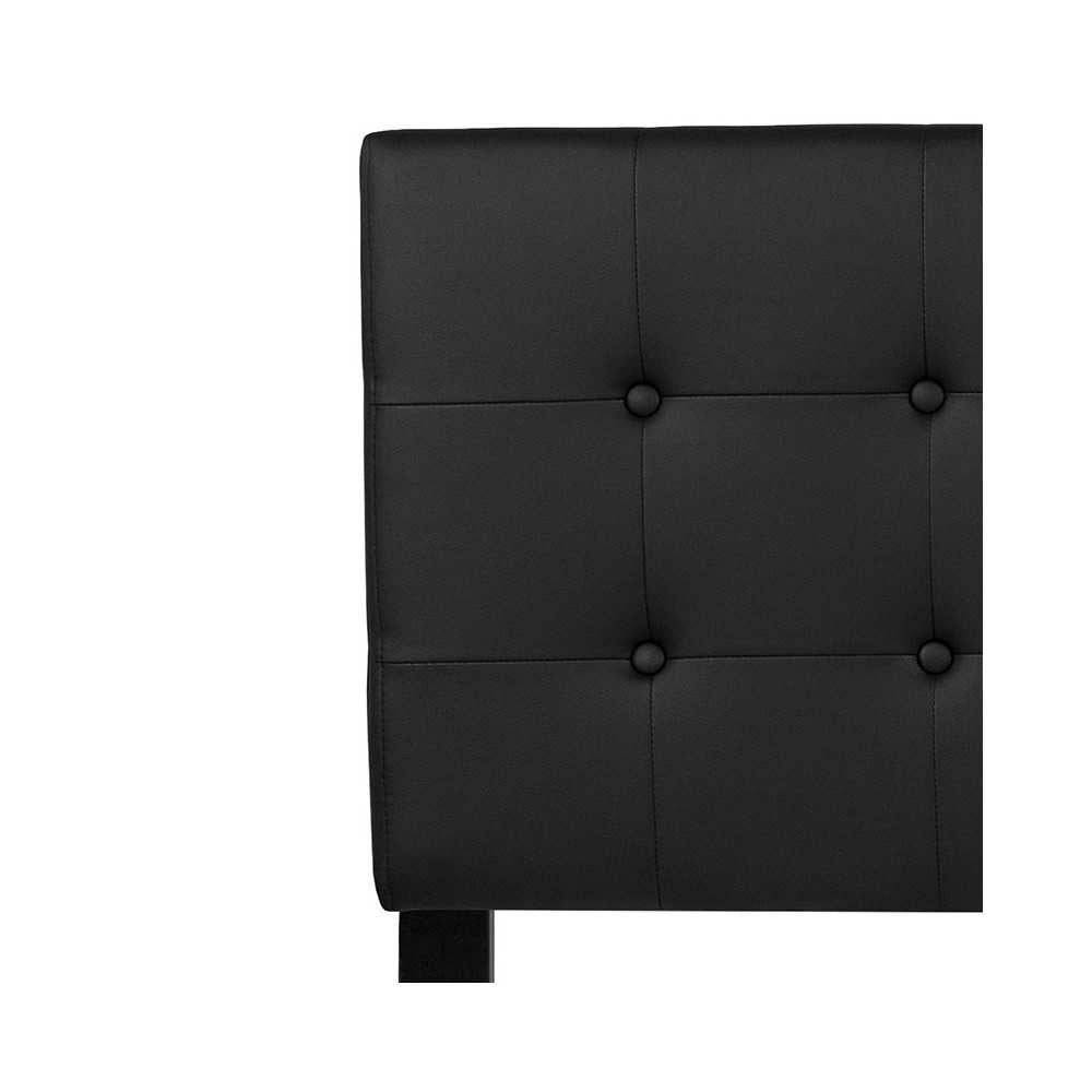 Lennox Tufted Upholstered Queen Size Headboard in Black Vinyl