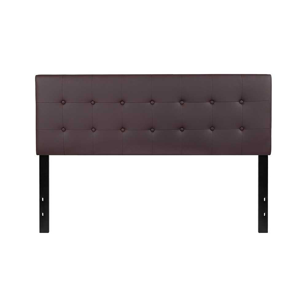 Lennox Tufted Upholstered Queen Size Headboard in Brown Vinyl