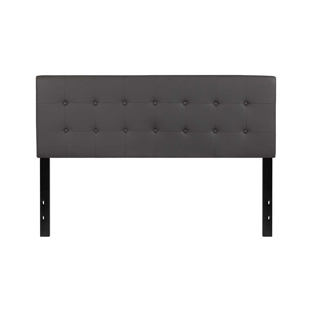 Lennox Tufted Upholstered Queen Size Headboard in Gray Vinyl