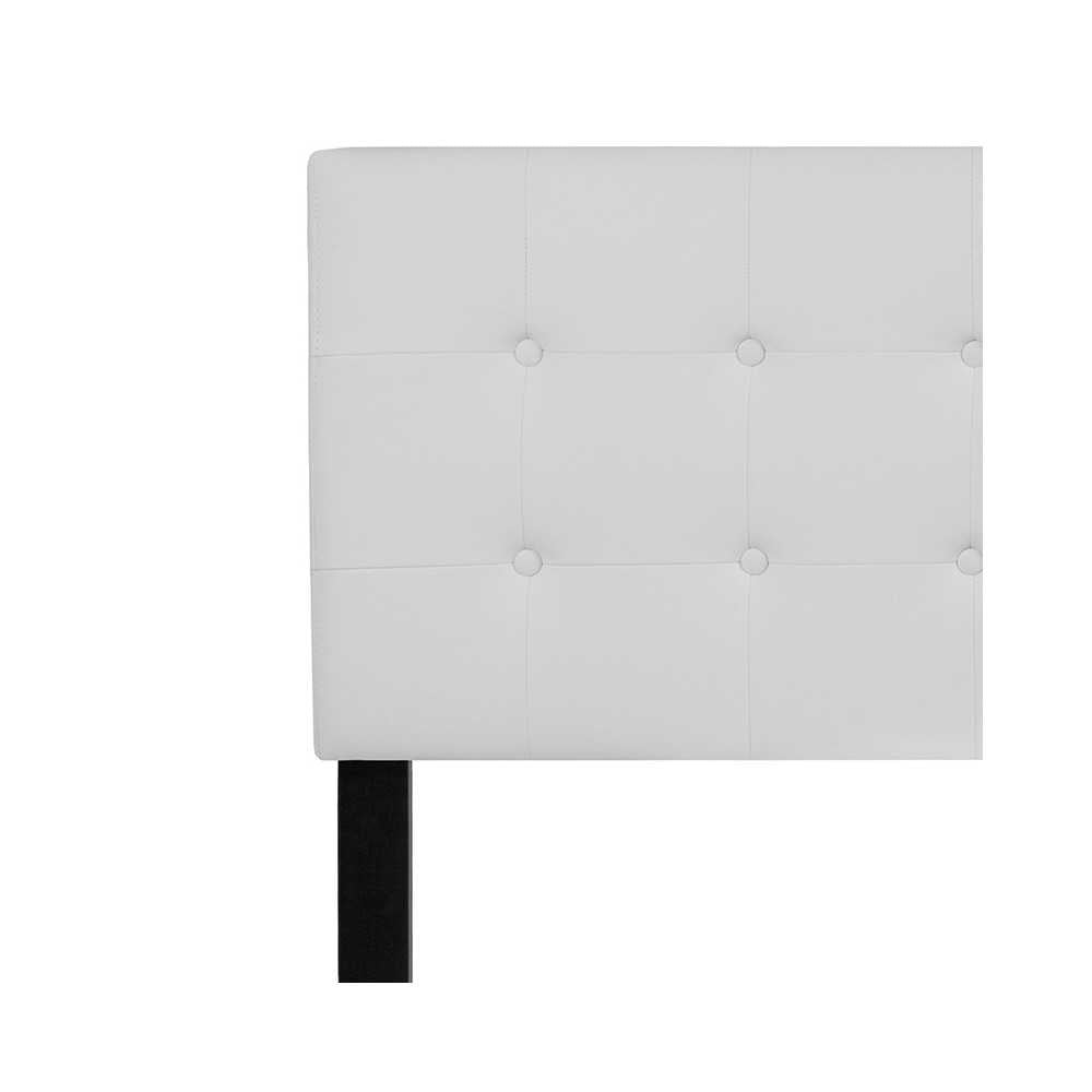 Lennox Tufted Upholstered Queen Size Headboard in White Vinyl