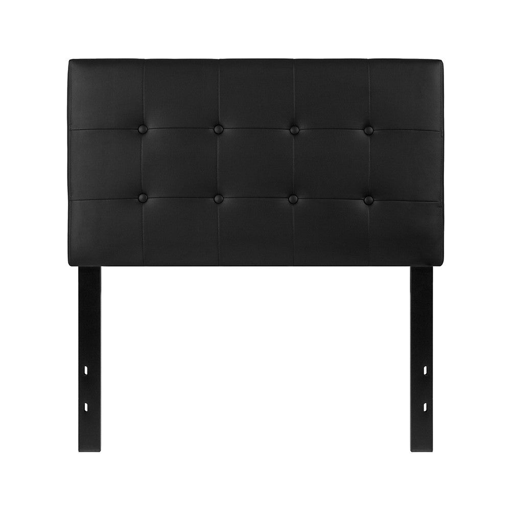 Lennox Tufted Upholstered Twin Size Headboard in Black Vinyl